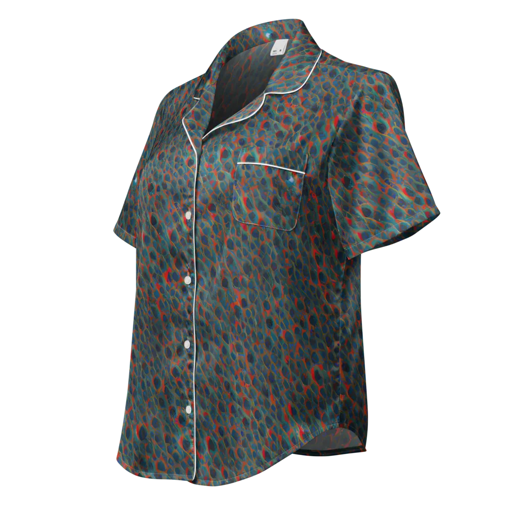 Indigo Undergrowth on Women's Short Sleeve Pajama Top — Left Front