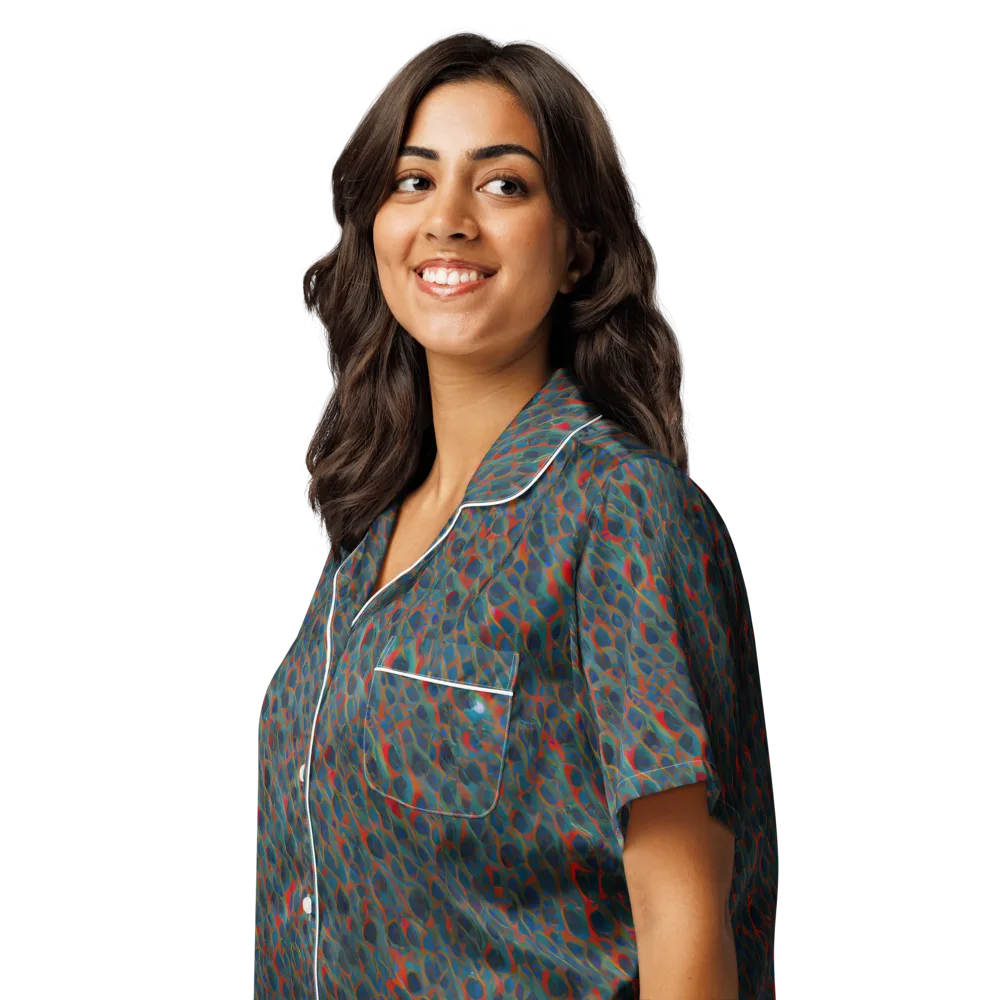 Indigo Undergrowth on Women's Short Sleeve Pajama Top — Left Front