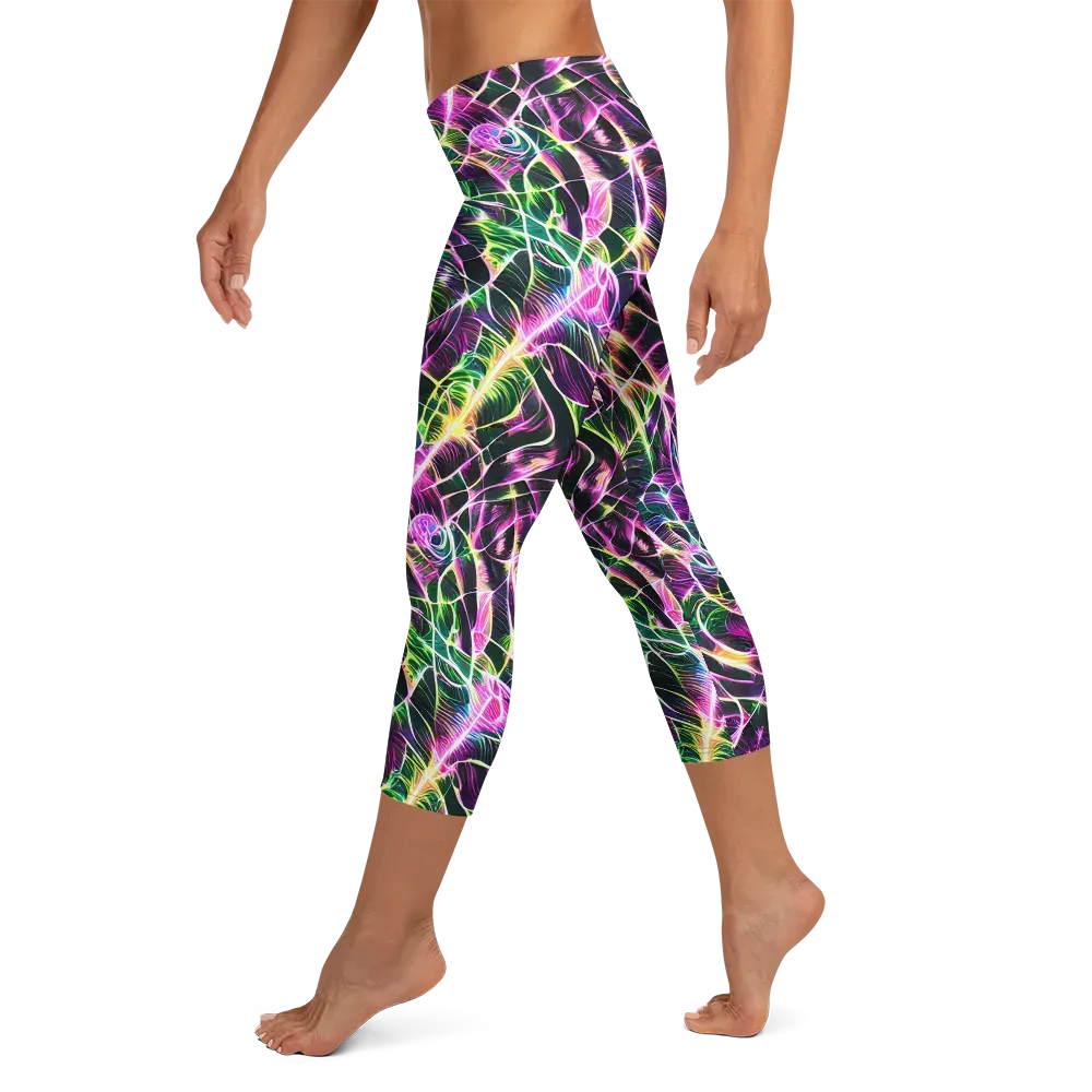 Cyber Botanical on Capri Leggings — Left