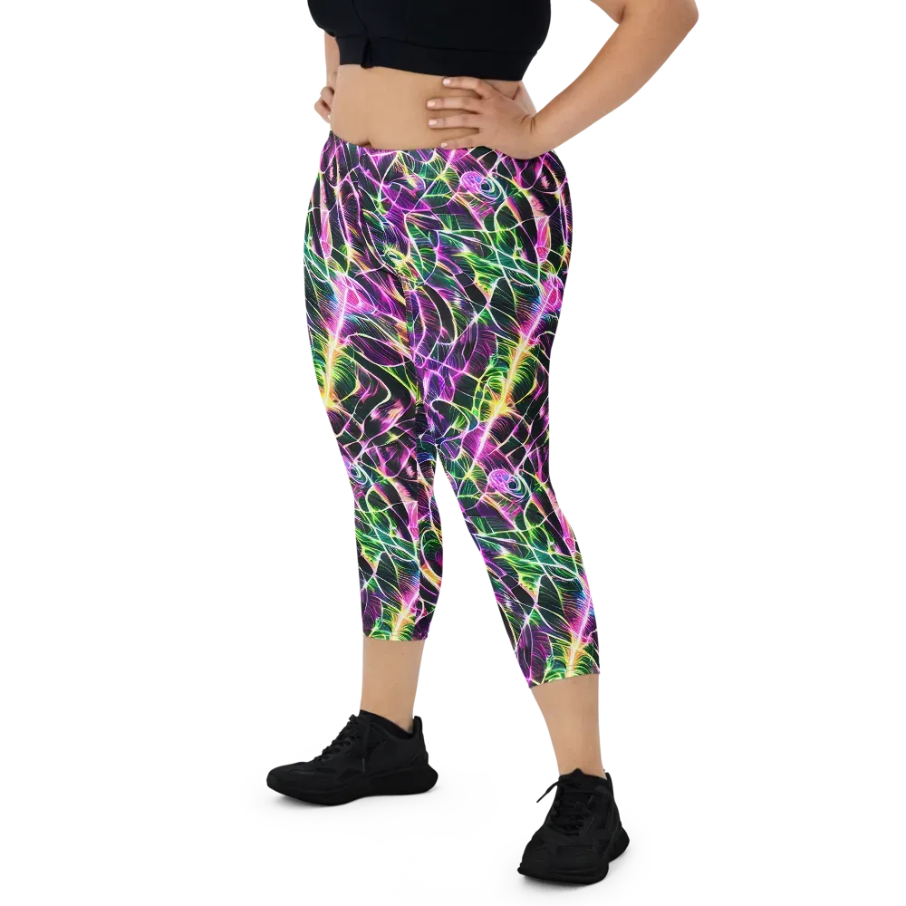 Cyber Botanical on Capri Leggings — Front