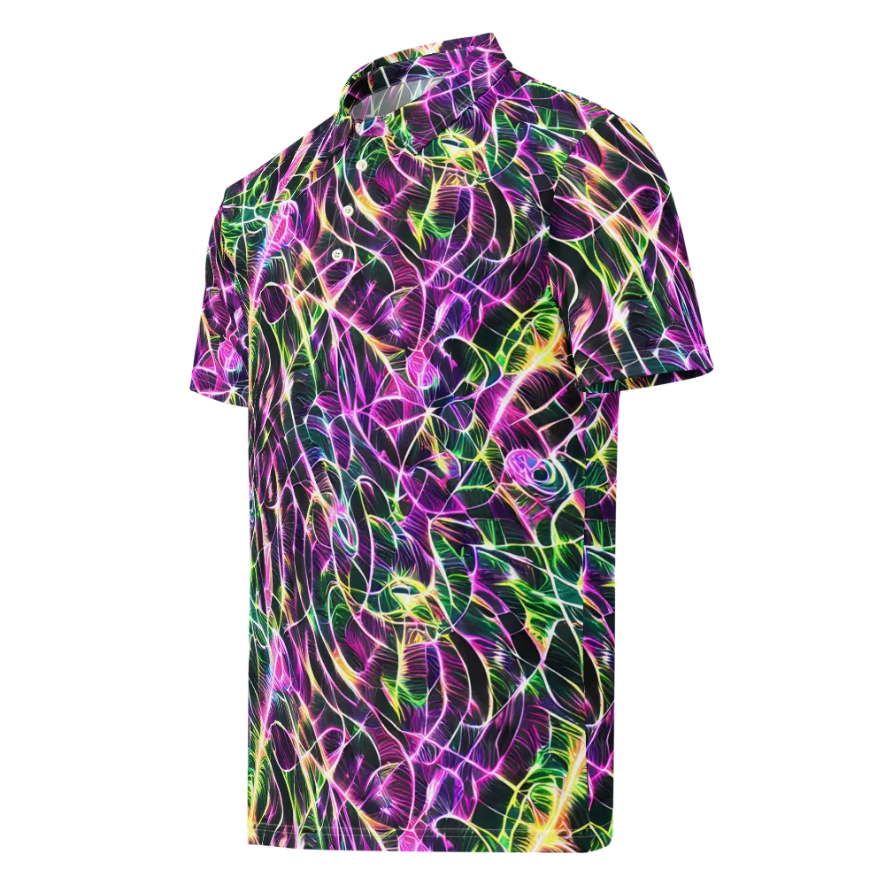 Cyber Botanical on Men's Slim Fit Polo Shirt — Left Front