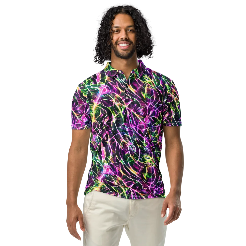 Cyber Botanical on Men's Slim Fit Polo Shirt — Front