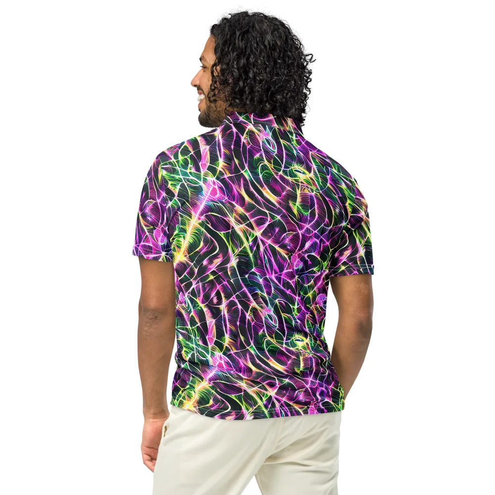 Cyber Botanical on Men's Slim Fit Polo Shirt — Back