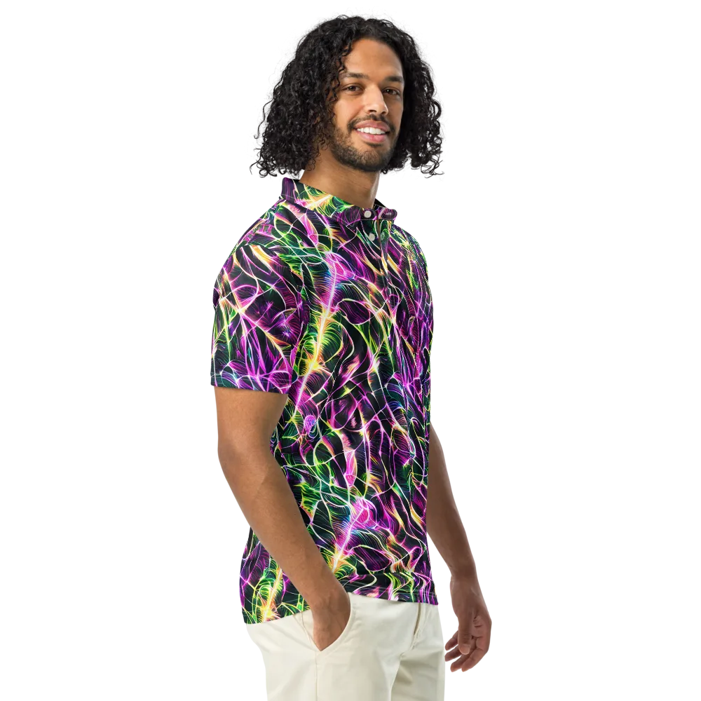 Cyber Botanical on Men's Slim Fit Polo Shirt — Right Front