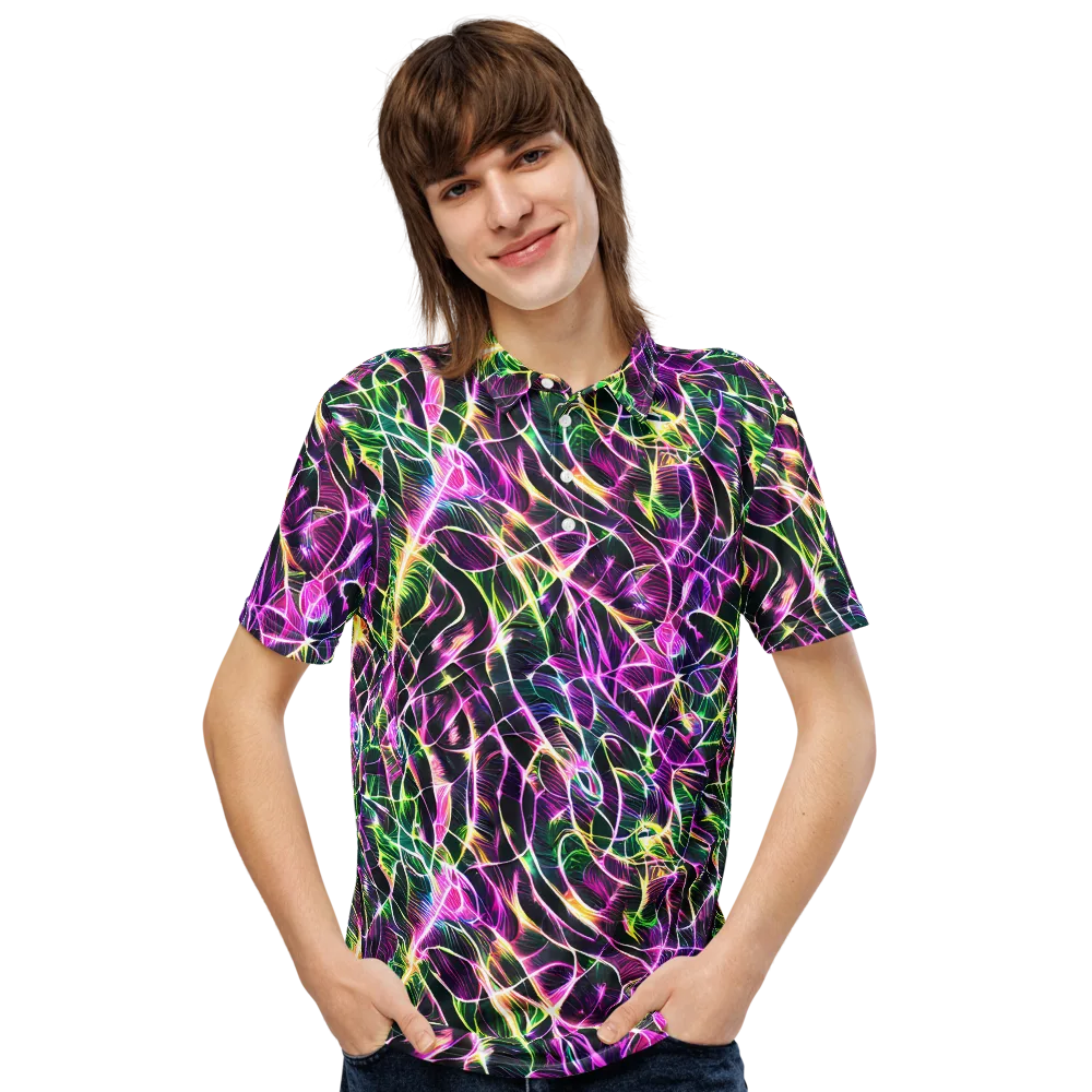 Cyber Botanical on Men's Slim Fit Polo Shirt — Front