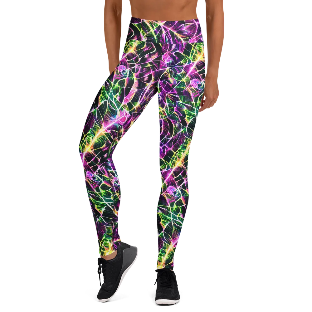 Cyber Botanical on Yoga Leggings — Front