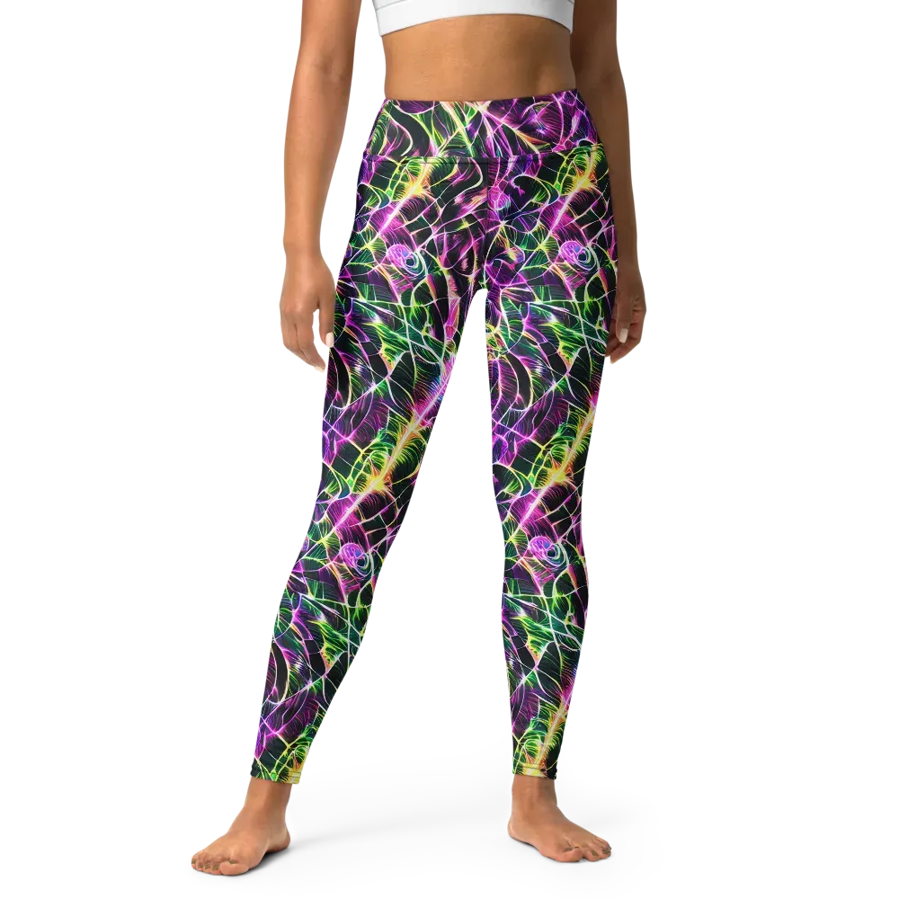 Cyber Botanical on Yoga Leggings — Front
