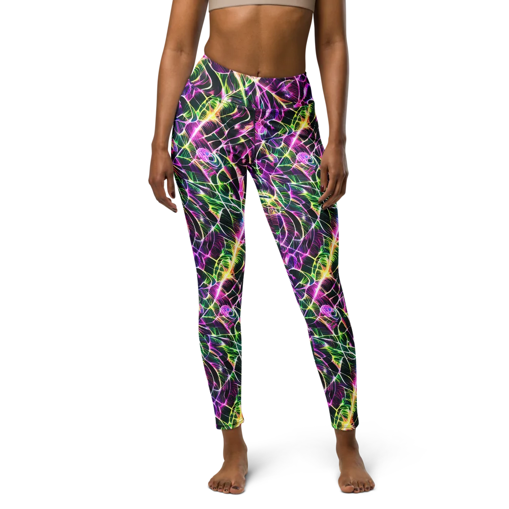 Cyber Botanical on Yoga Leggings — Front