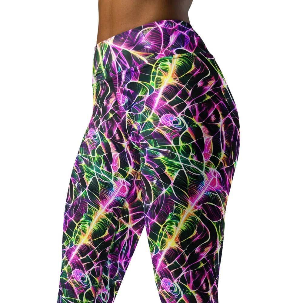 Cyber Botanical on Yoga Leggings — Left Front