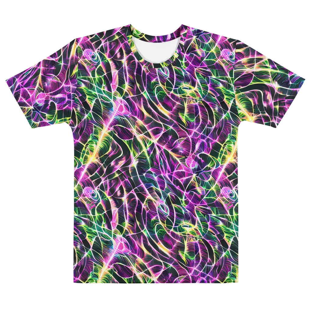 Cyber Botanical on Men's Cotton Crew Neck T-Shirt — Front