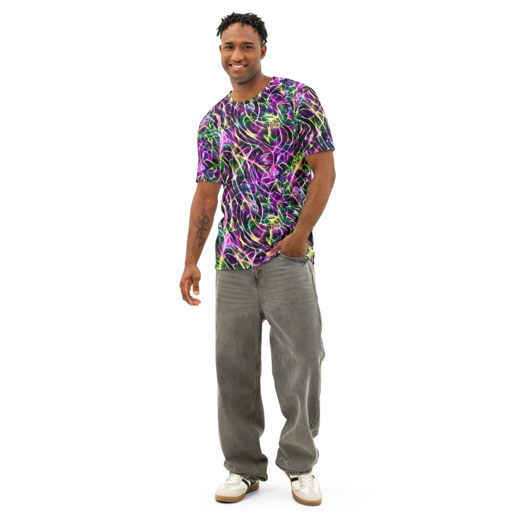 Cyber Botanical on Men's Cotton Crew Neck T-Shirt — Front