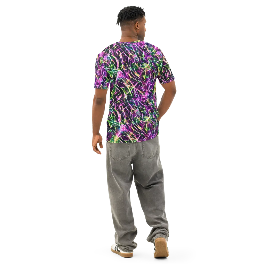 Cyber Botanical on Men's Cotton Crew Neck T-Shirt — Back