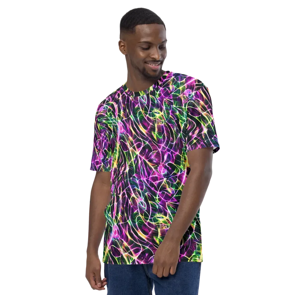 Cyber Botanical on Men's Crew Neck T-Shirt — Left