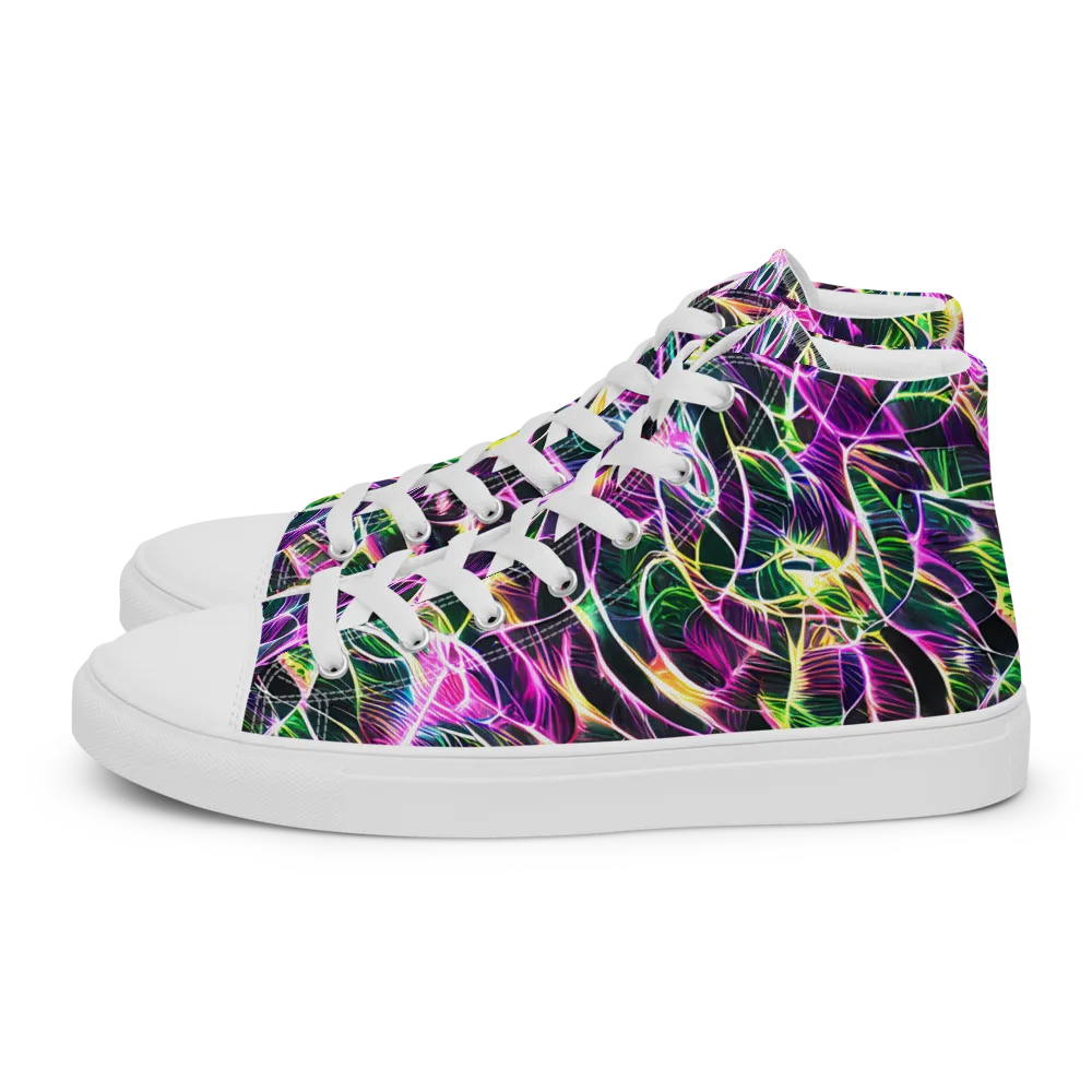 Cyber Botanical on Men's High Top Canvas Shoes — Left