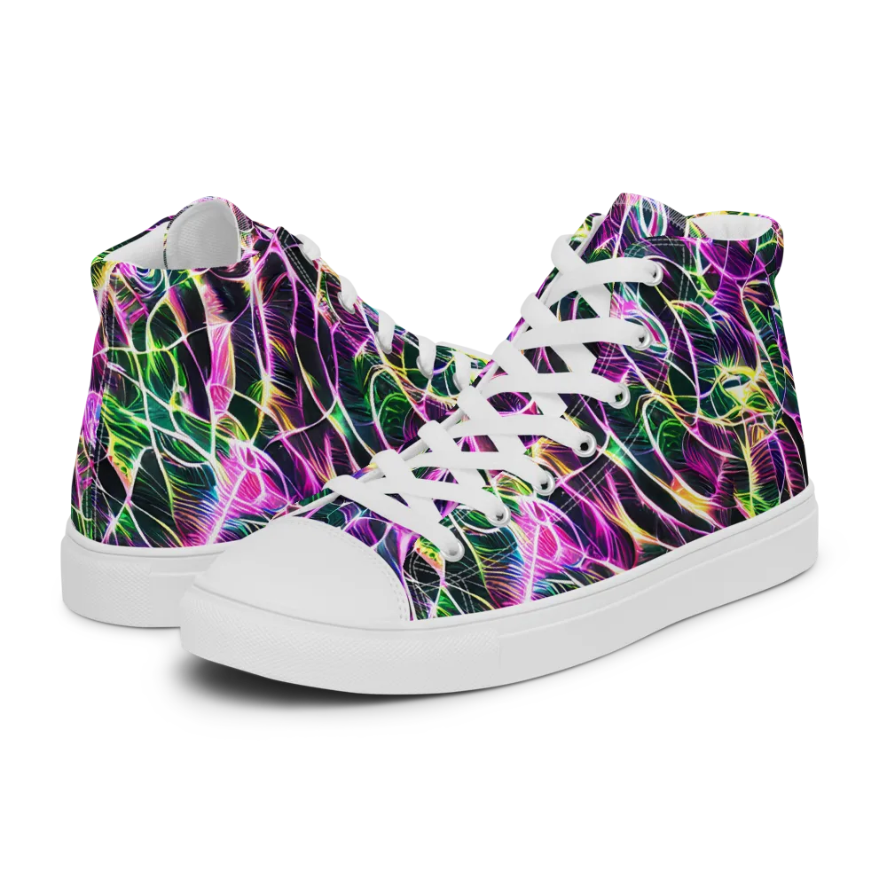 Cyber Botanical on Men's High Top Canvas Shoes — Left