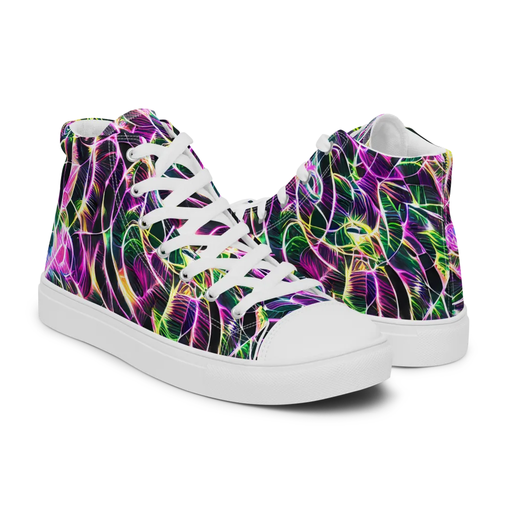Cyber Botanical on Men's High Top Canvas Shoes — Right