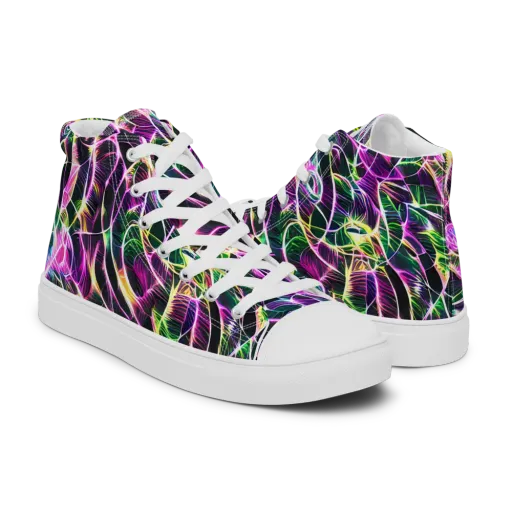 Cyber Botanical on a Men's High Top Canvas Shoes