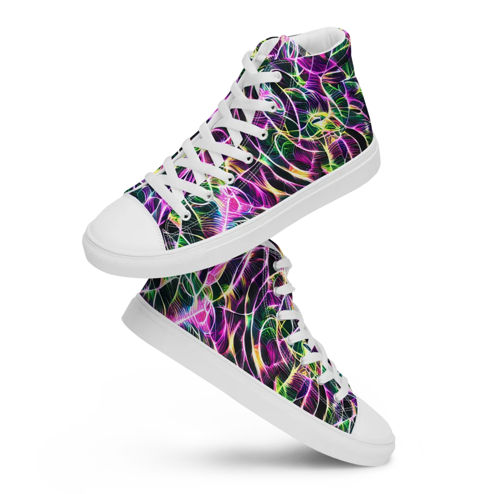 Cyber Botanical on Men's High Top Canvas Shoes — Front