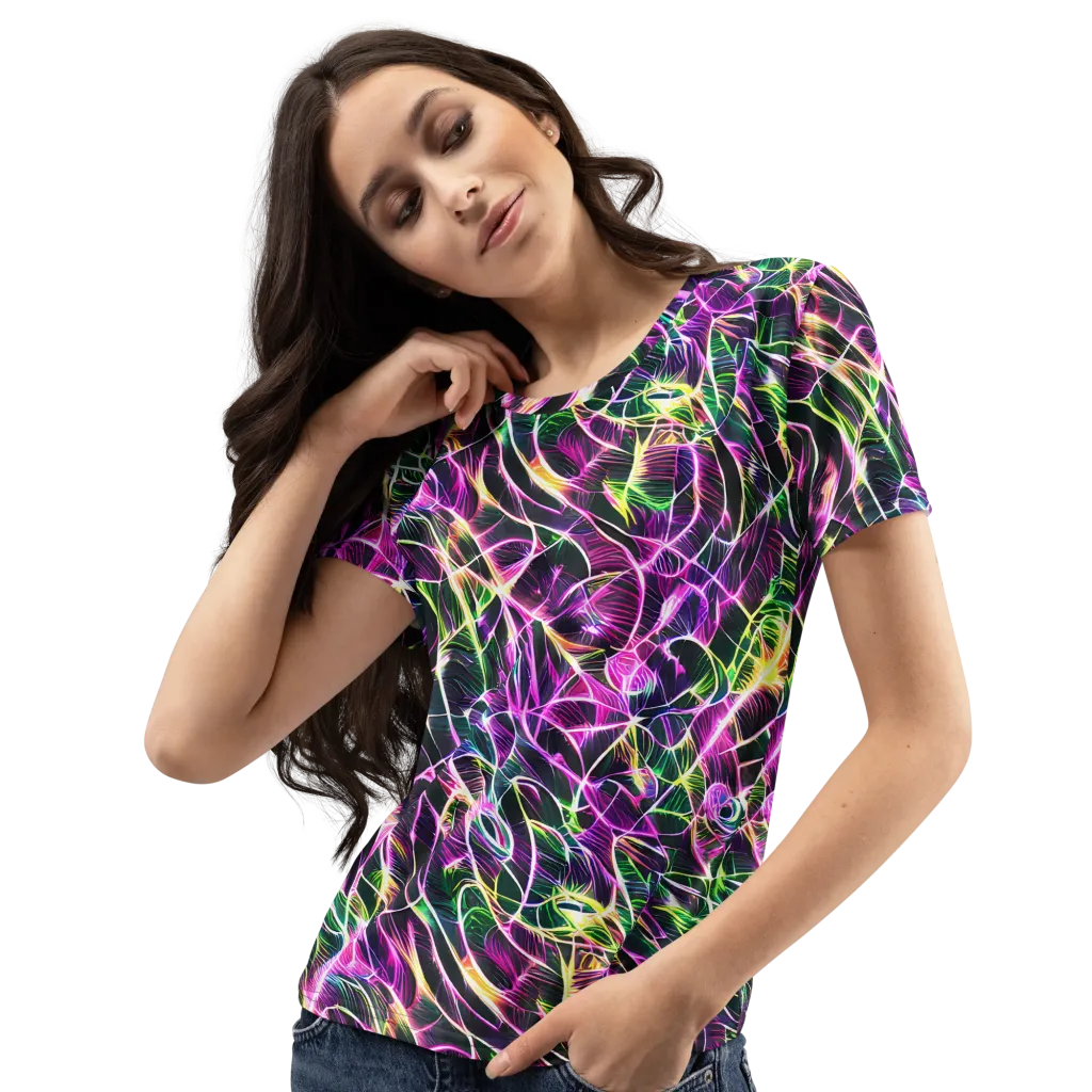 Cyber Botanical on Women's Crew Neck T-Shirt — Left Front