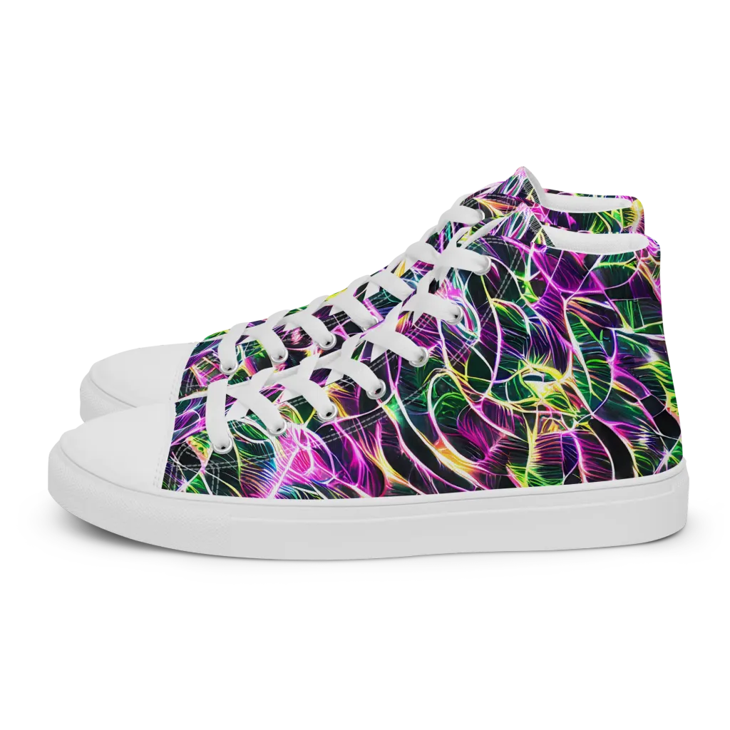 Cyber Botanical on Women's High Top Canvas Shoes — Left