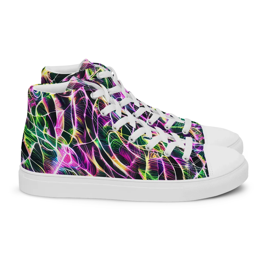 Cyber Botanical on Women's High Top Canvas Shoes — Right