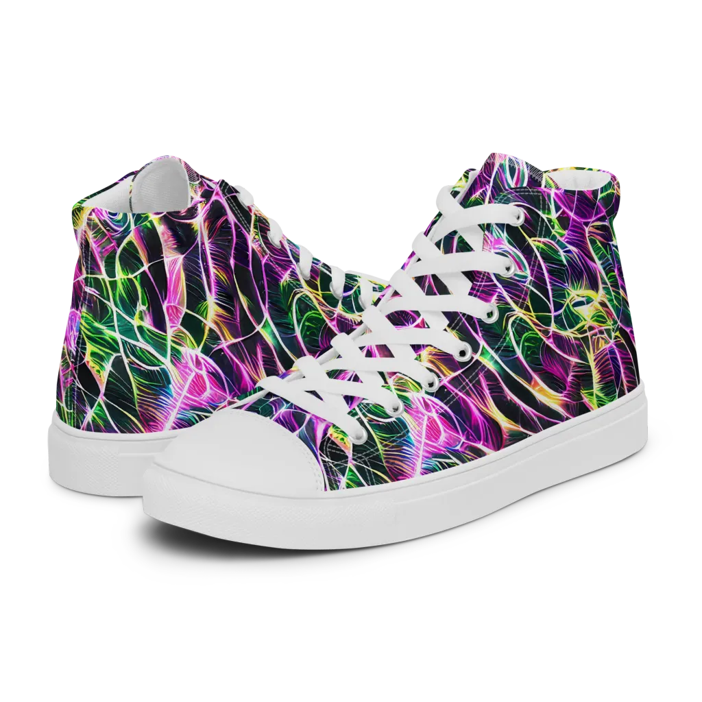 Cyber Botanical on Women's High Top Canvas Shoes — Left