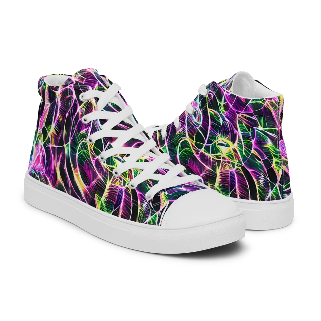 Cyber Botanical on Women's High Top Canvas Shoes — Right