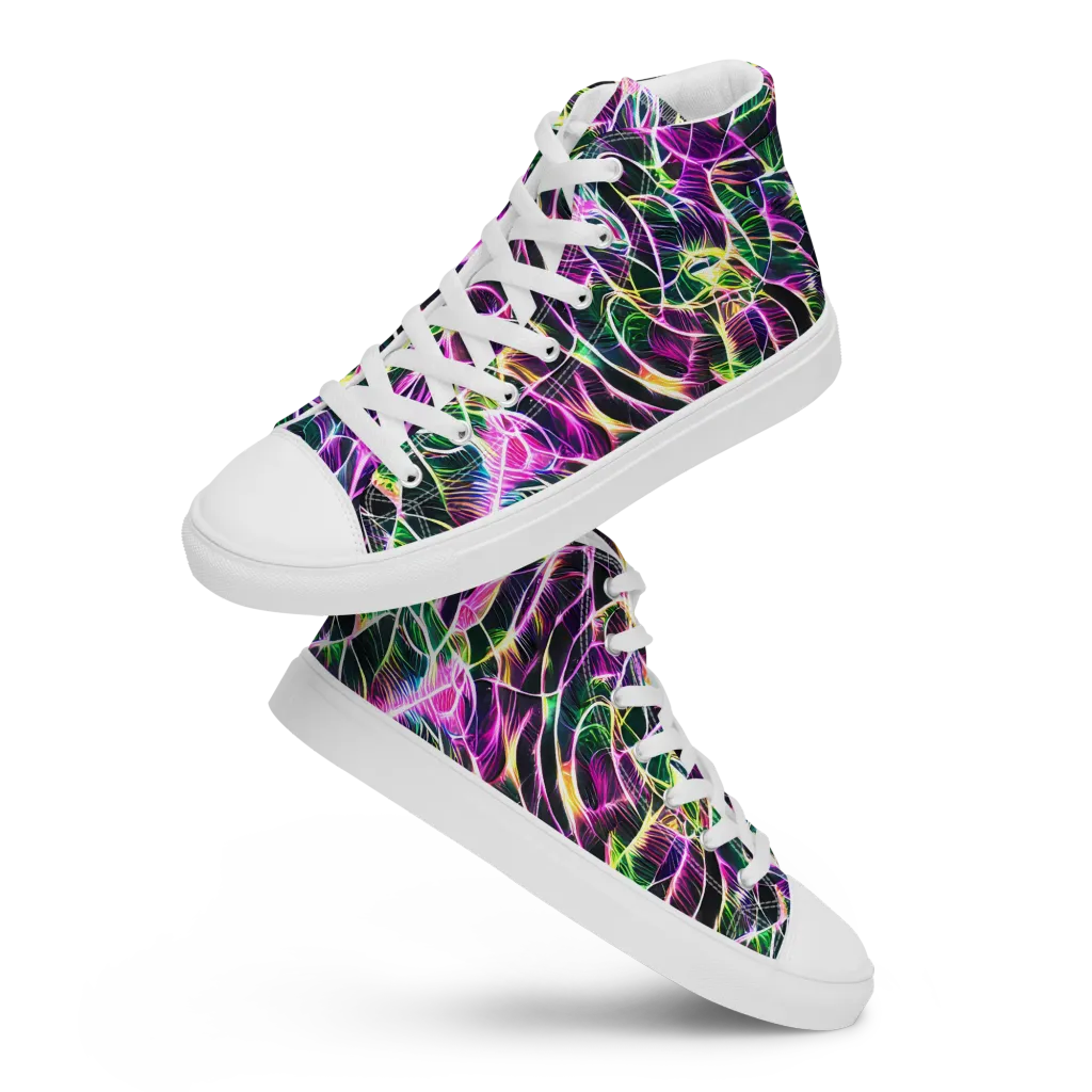 Cyber Botanical on Women's High Top Canvas Shoes — Front