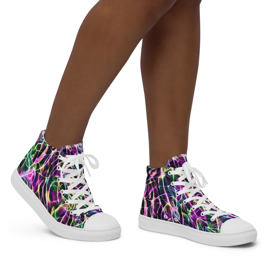 Cyber Botanical on Women's High Top Canvas Shoes — Right