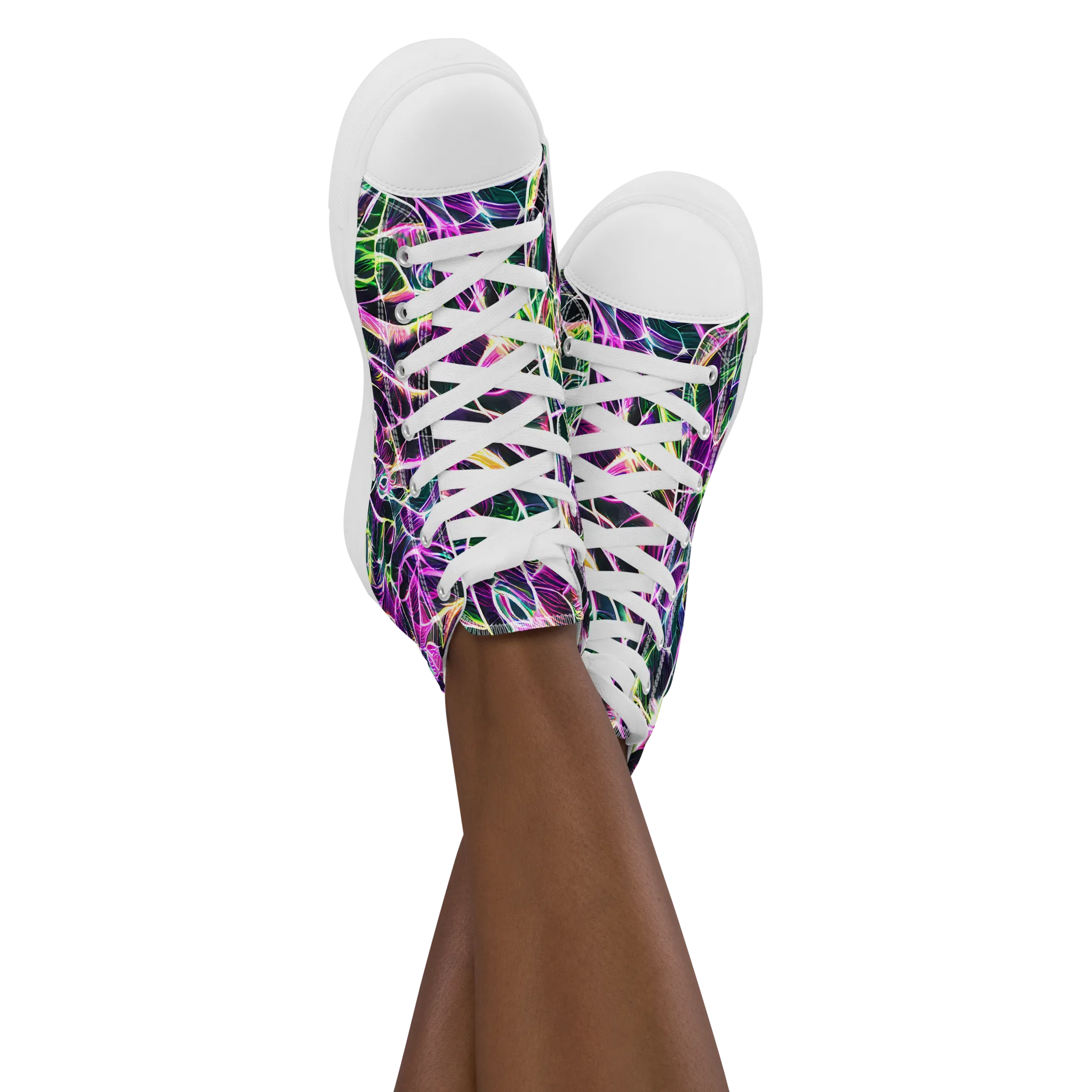 Cyber Botanical on Women's High Top Canvas Shoes — Front
