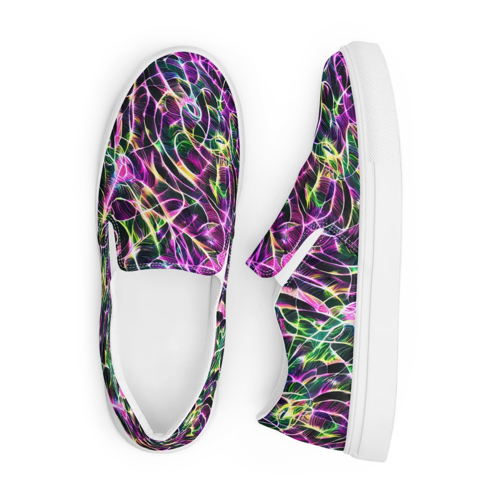 Cyber Botanical on Men's Slip-On Canvas Shoes — Front