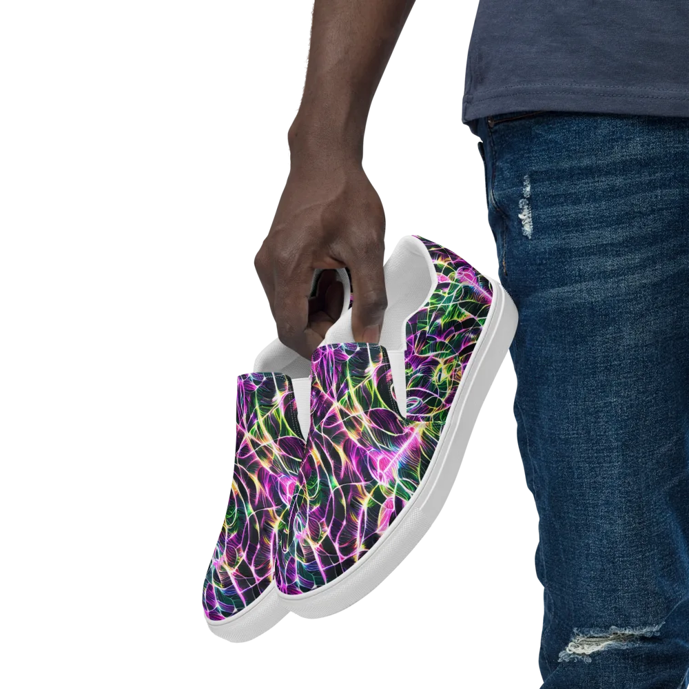 Cyber Botanical on Men's Slip-On Canvas Shoes — Left Front