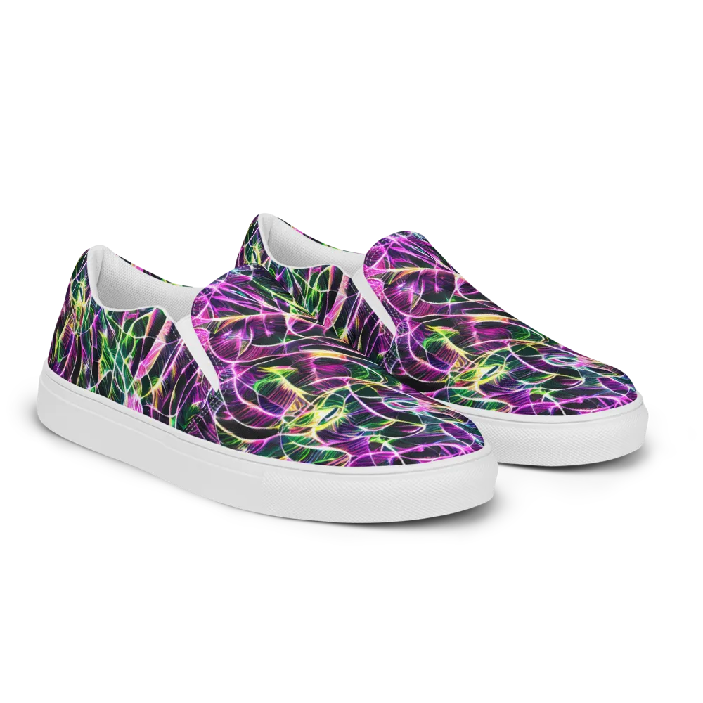 Cyber Botanical on Women's Slip-On Canvas Shoes — Right Front