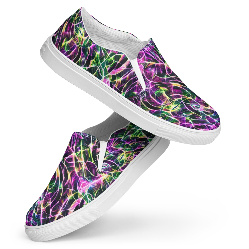 Cyber Botanical on Women's Slip-On Canvas Shoes — Front