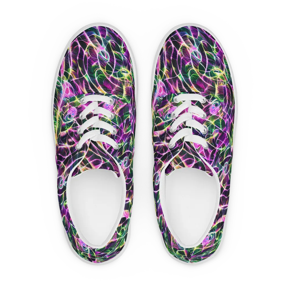 Cyber Botanical on Men's Lace-Up Canvas Shoes — Front