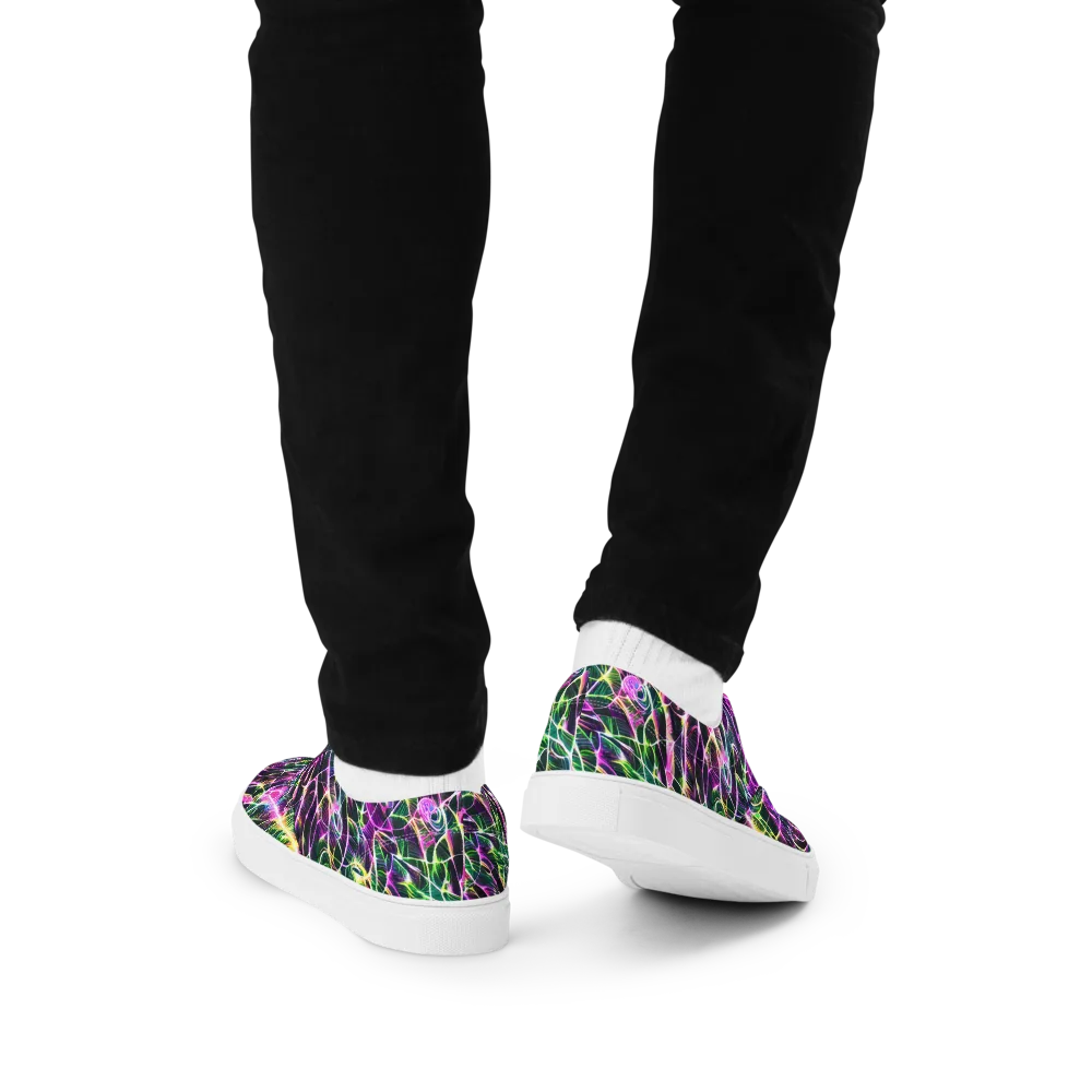 Cyber Botanical on Men's Lace-Up Canvas Shoes — Back