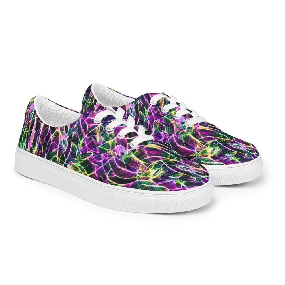 Cyber Botanical on Men's Lace-Up Canvas Shoes — Right Front