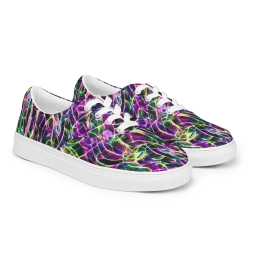 Cyber Botanical on a Men's Lace-Up Canvas Shoes
