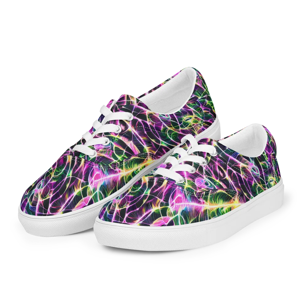 Cyber Botanical on Men's Lace-Up Canvas Shoes — Left Front