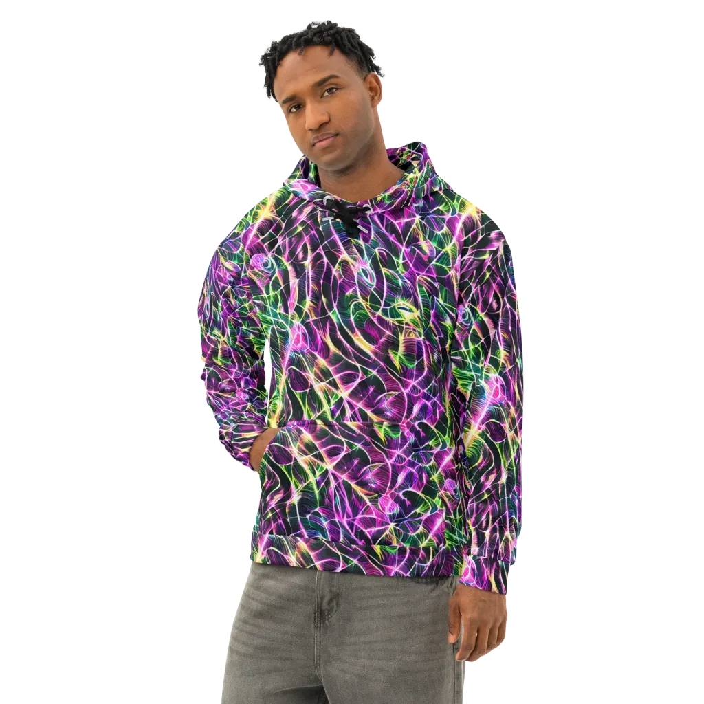 Cyber Botanical on Cotton Hoodie — Left Front