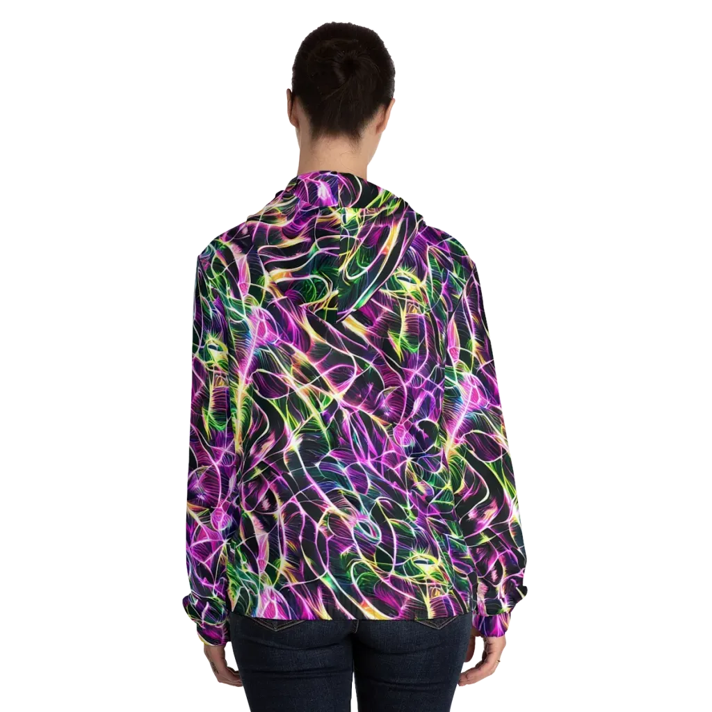 Cyber Botanical on Women's Full-Zip Hoodie — Back On Person