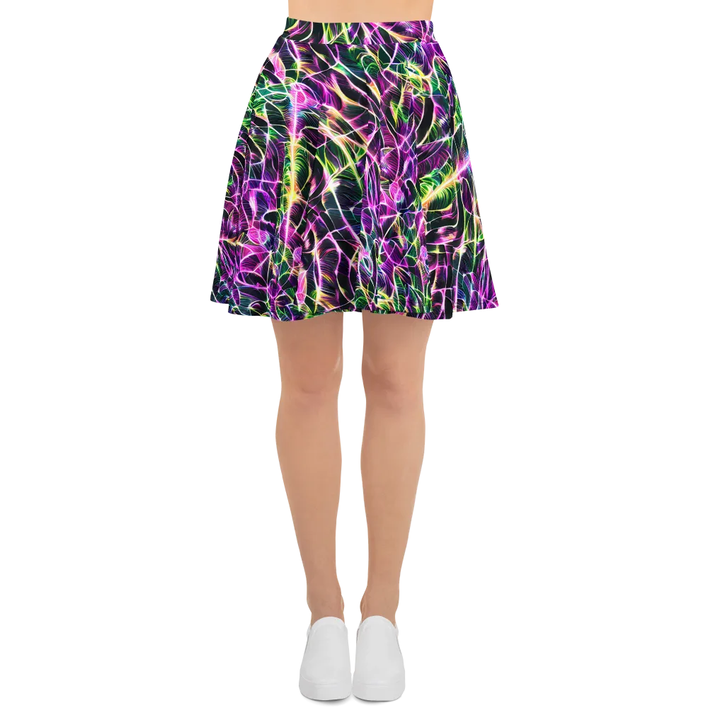 Cyber Botanical on Skater Skirt — Front