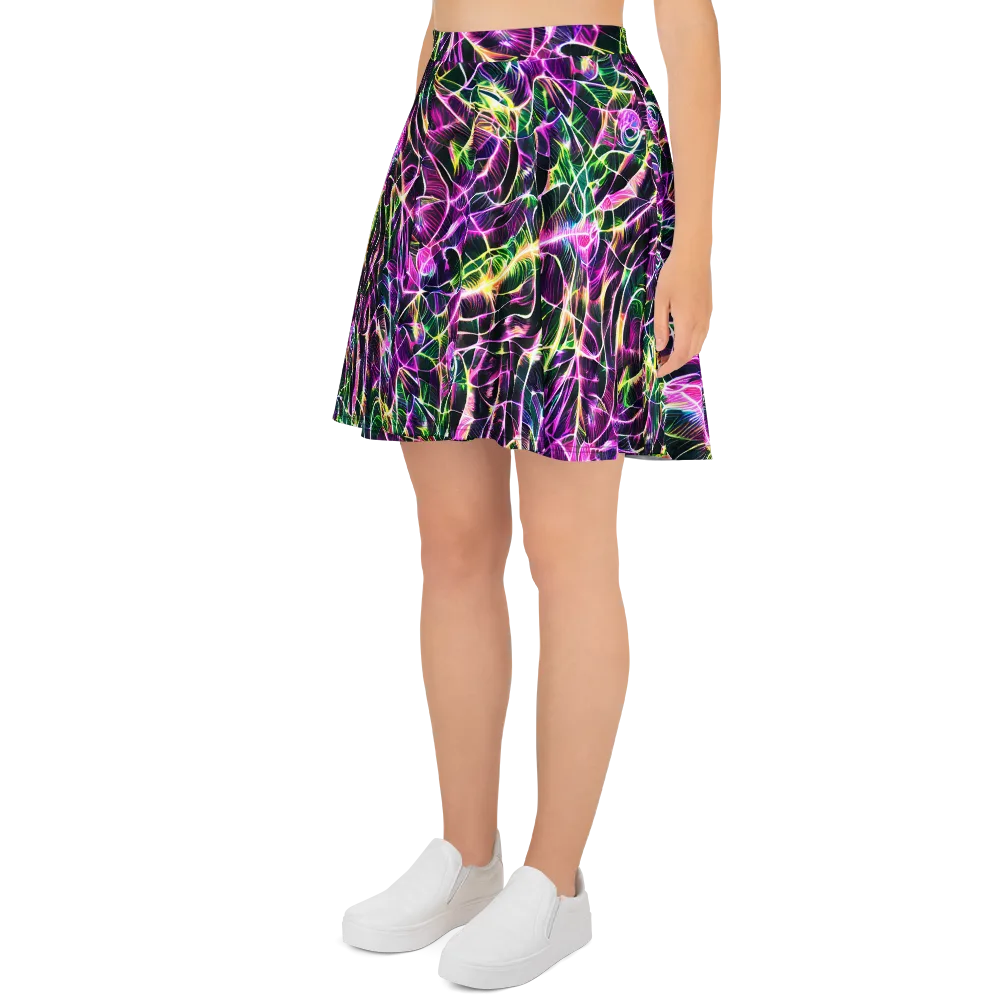 Cyber Botanical on Skater Skirt — Left