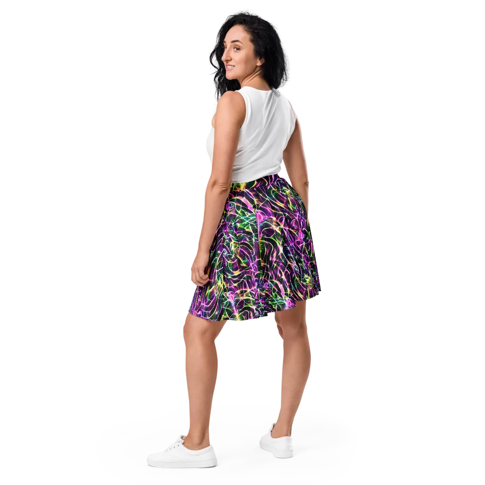 Cyber Botanical on Skater Skirt — Back