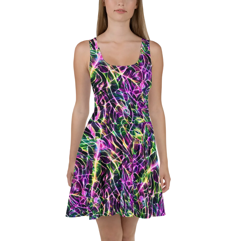 Cyber Botanical on Skater Dress — Front