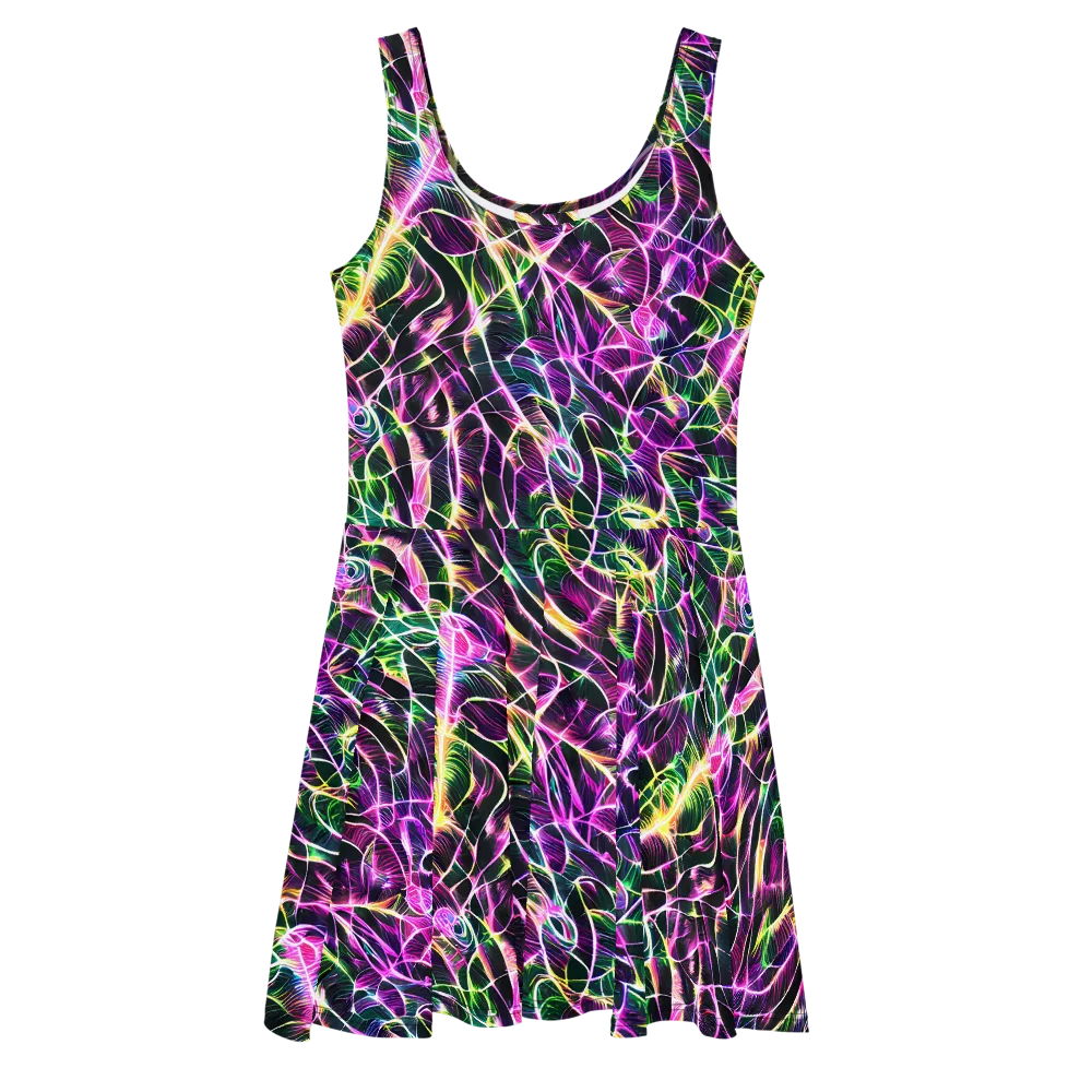 Cyber Botanical on Skater Dress — Front
