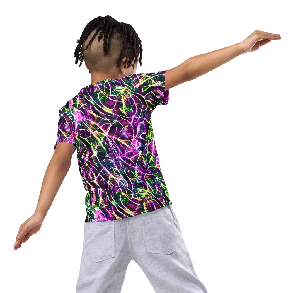 Cyber Botanical on Kids Crew Neck T-Shirt — Back
