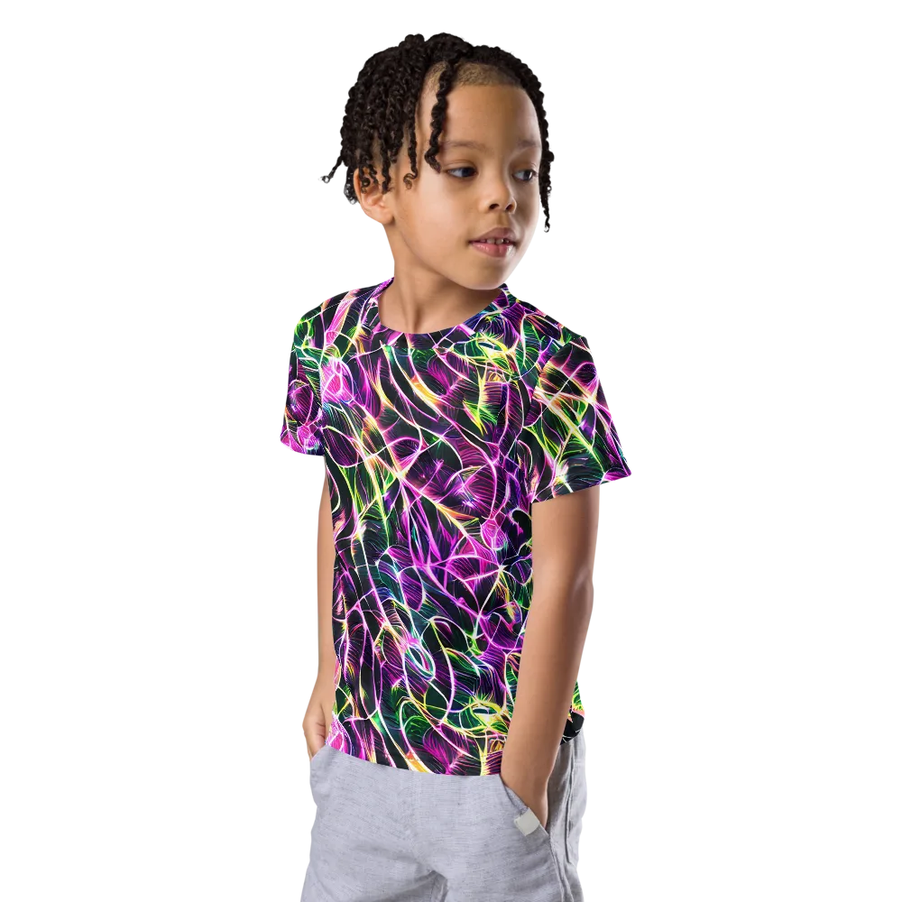 Cyber Botanical on Kids Crew Neck T-Shirt — Left Front