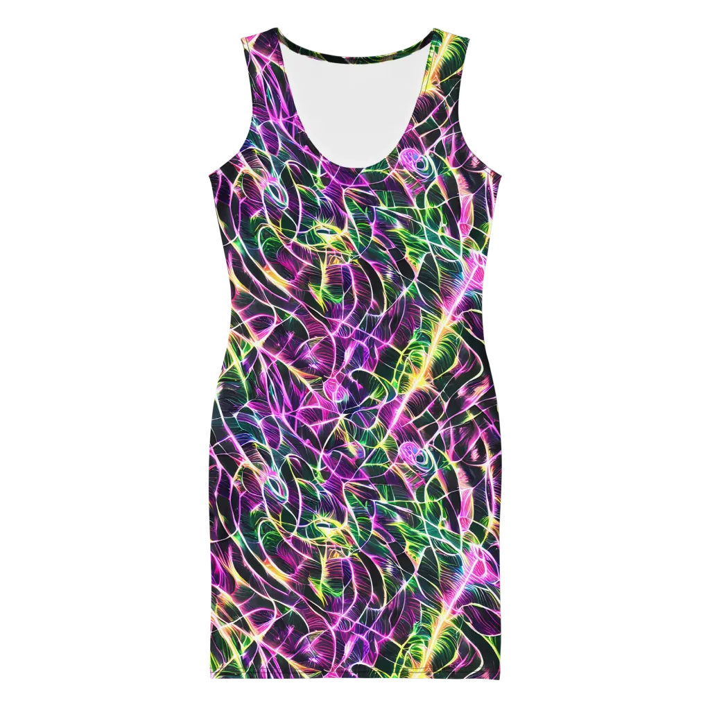 Cyber Botanical on Bodycon Dress — Front