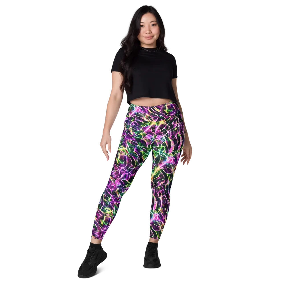Cyber Botanical on Leggings with Pockets — Front